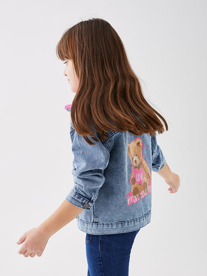 Printed Long Sleeve Girl's Jean Jacket