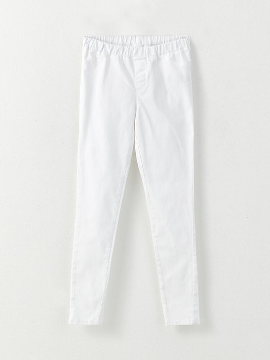 Basic Girl's Jean Trousers with Elastic Waist