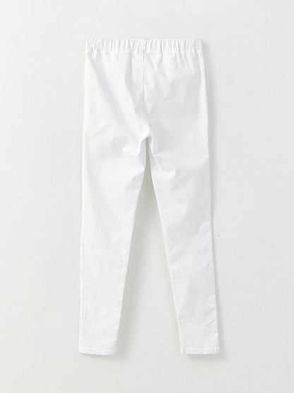 Basic Girl's Jean Trousers with Elastic Waist