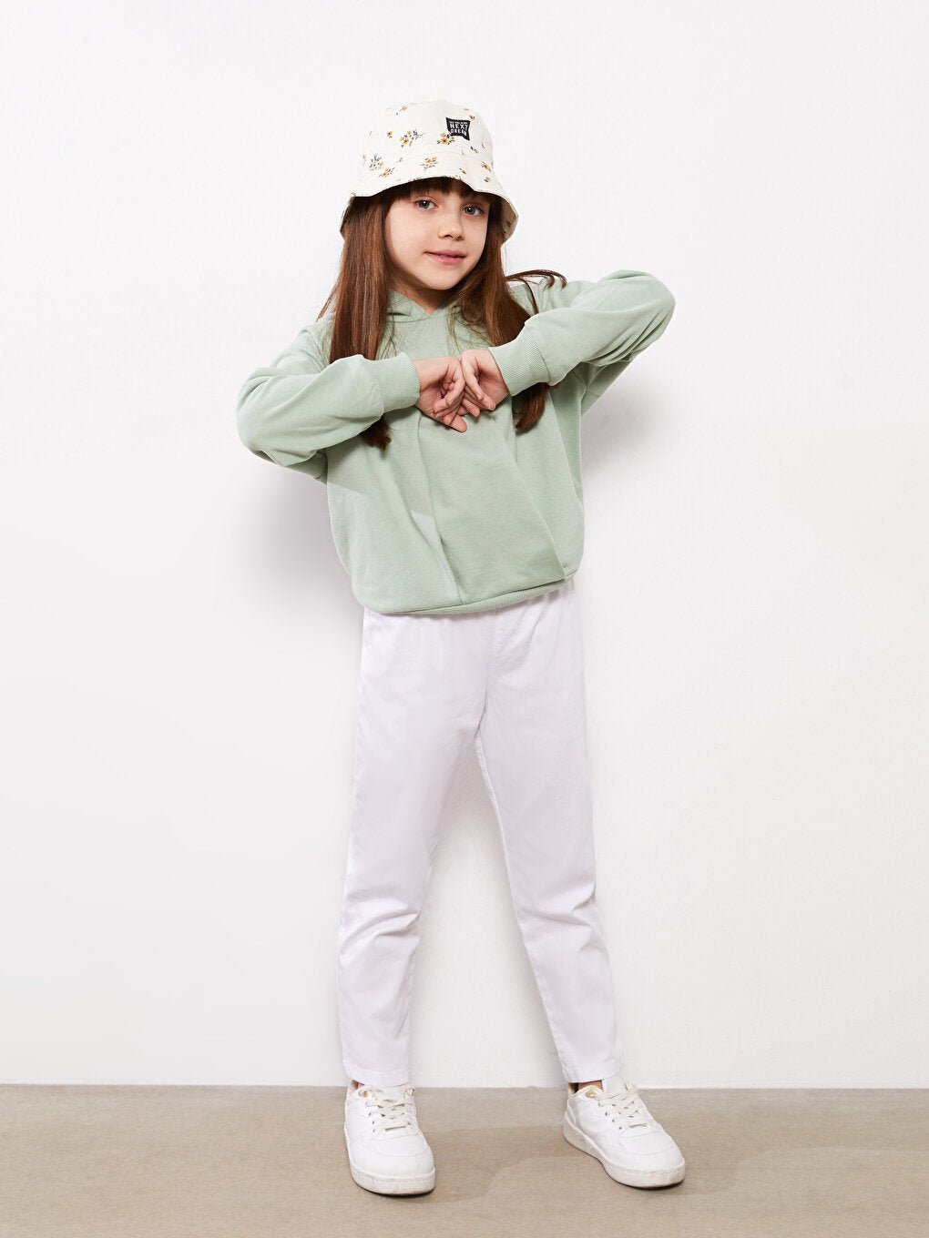 Basic Girl's Jean Trousers with Elastic Waist