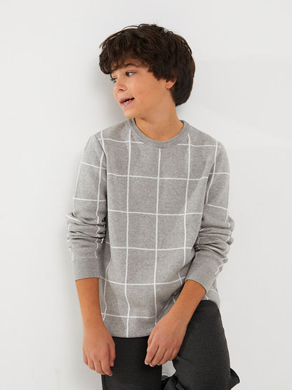 Crew Neck Plaid Long Sleeve Boy's Knitwear Sweater Father Son Combination