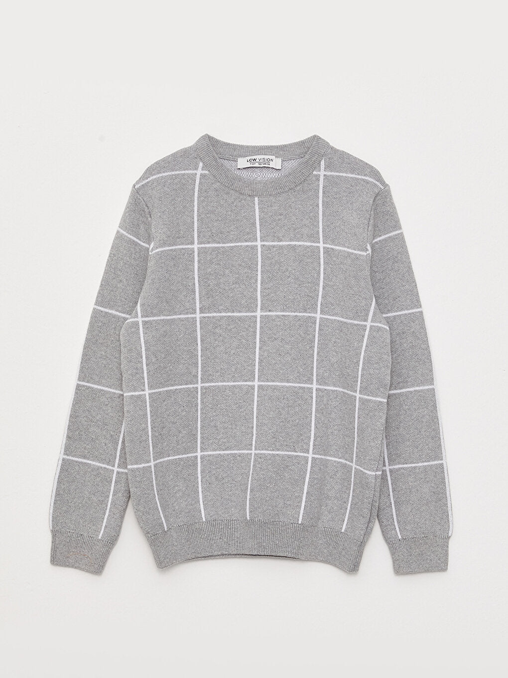 Crew Neck Plaid Long Sleeve Boy's Knitwear Sweater Father Son Combination