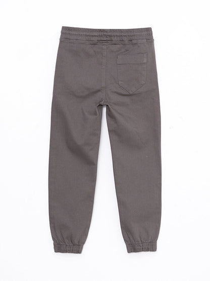 Basic Gabardine Boy's Jogger Trousers with Elastic Waist