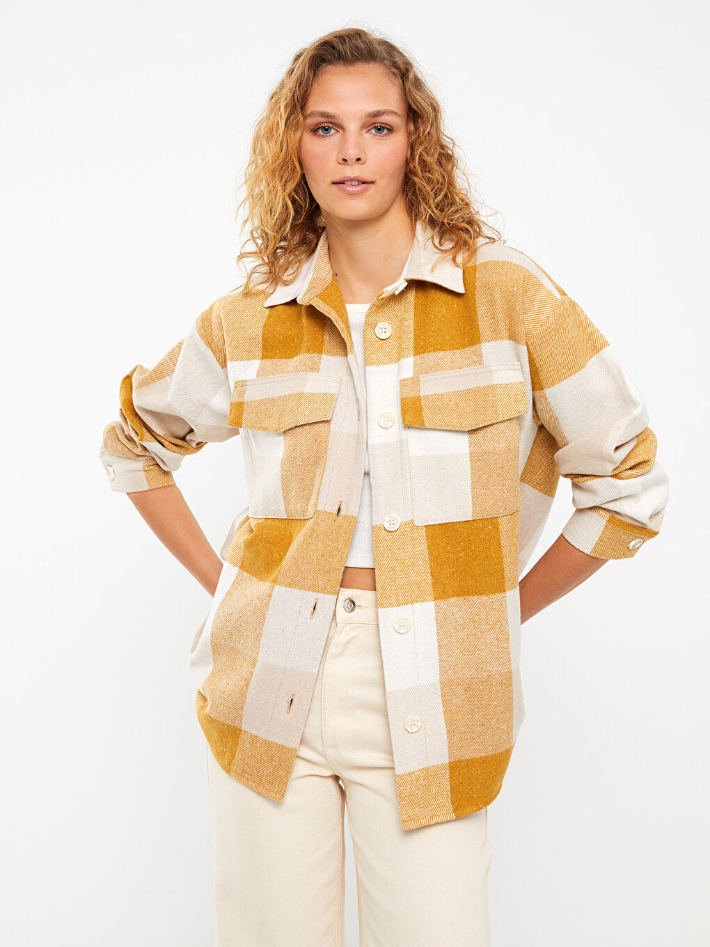 Plaid Long Sleeve Oversize Women's Lumberjack Shirt Jacket