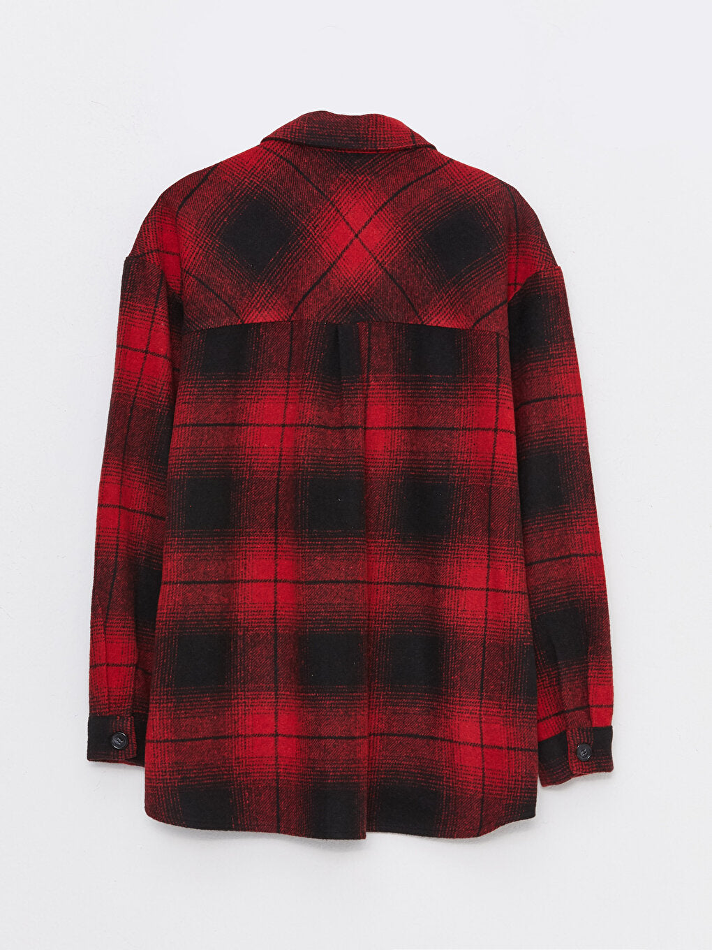 Front Button Closure Plaid Long Sleeve Women's Shirt Jacket