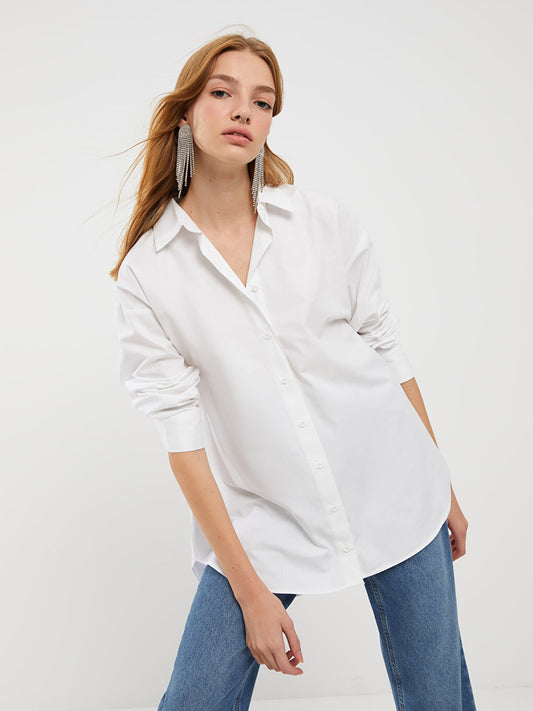 Plain Long Sleeve Poplin Women's Shirt