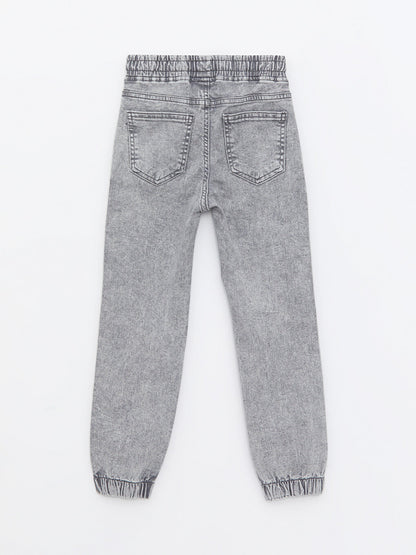 Boy's Jean Jogger Trousers with Elastic Waist Ripped Detail