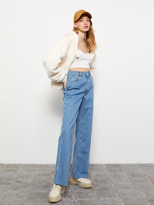 High Waist Straight Women's Jean Trousers