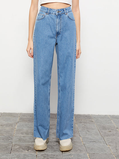 High Waist Straight Women's Jean Trousers