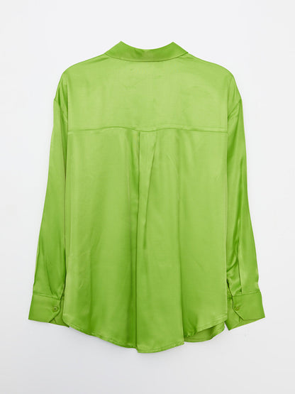 Plain Long Sleeve Satin Women's Shirt