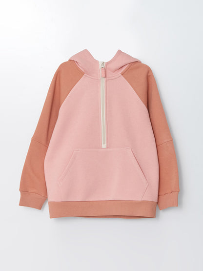 Hooded Color Blocked Long Sleeve Girl's Sweatshirt