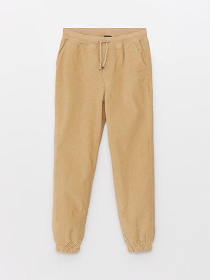 Basic Velvet Boy's Jogger Trousers with Elastic Waist