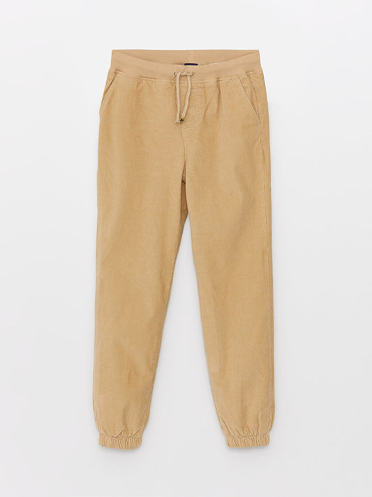 Basic Velvet Boy's Jogger Trousers with Elastic Waist