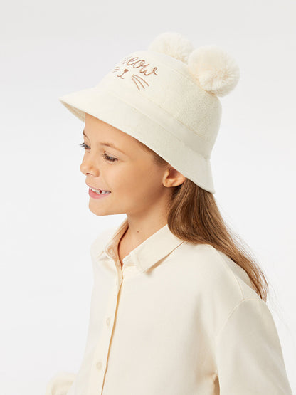 Girl's Riding Hat with Double Pompom