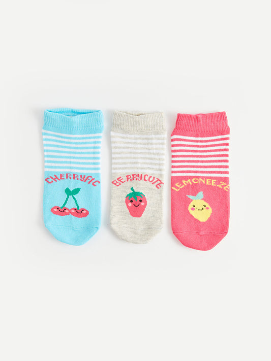 Patterned Girl's Booties Socks 3-pack