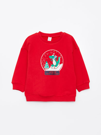 Crew Neck Long Sleeve New Year's Themed Baby Boy Sweatshirt