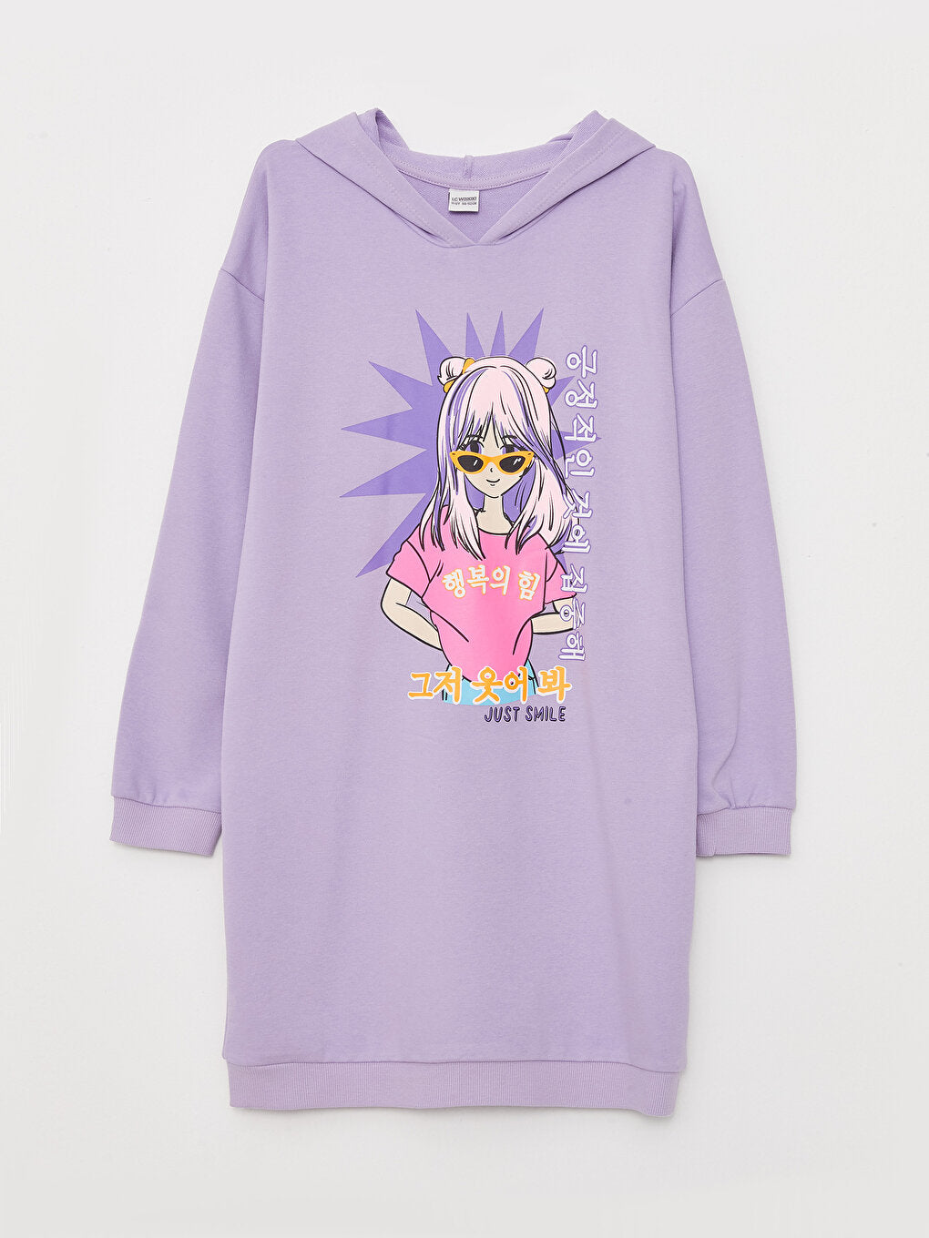 Hooded K-Pop Printed Long Sleeve Girl's Dress