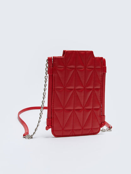 Leather Look Quilted Women's Phone Bag