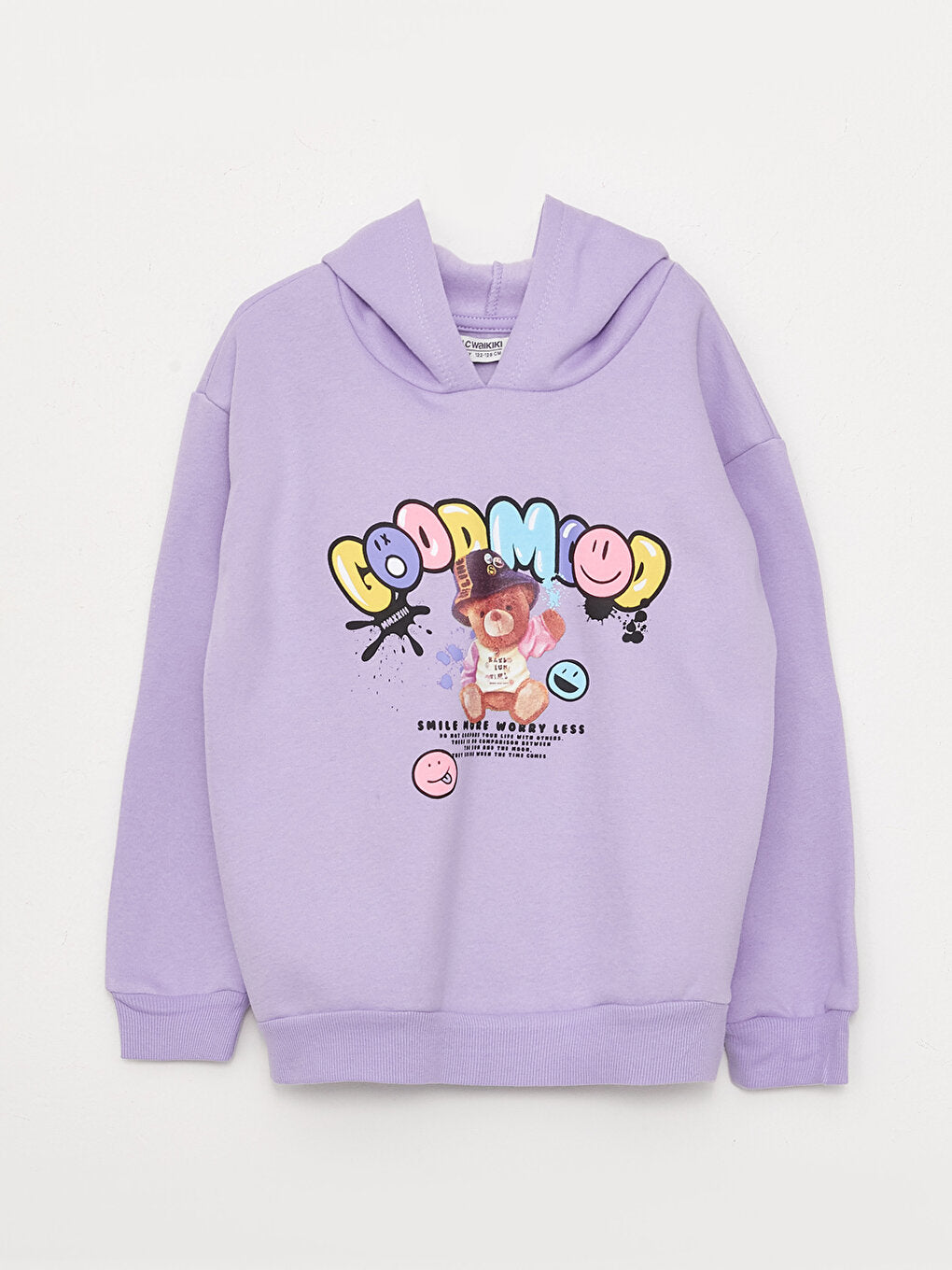 Hooded Printed Long Sleeve Girl's Sweatshirt