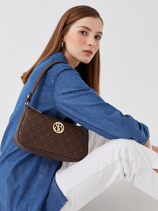 Monogram Patterned Women's Shoulder Bag