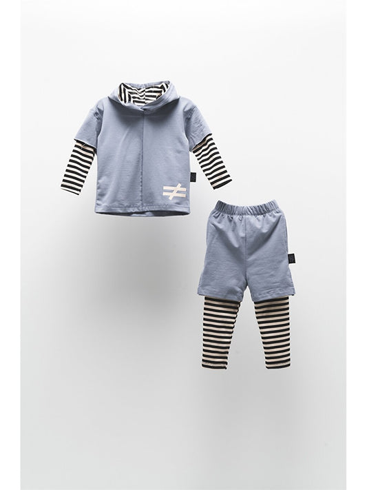 Hooded Long Sleeve Striped Unisex Baby 2-Piece Set