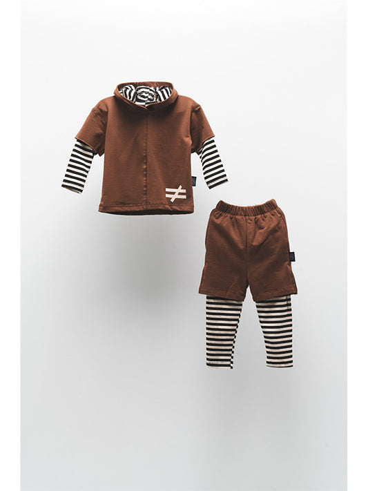 Hooded Long Sleeve Striped Unisex Baby 2-Piece Set