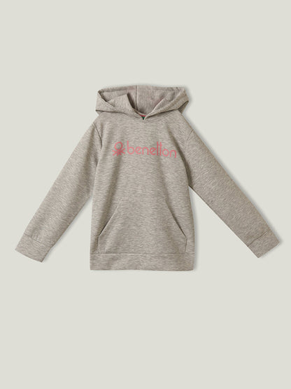 Hooded Printed Long Sleeve Girl's Sweatshirt