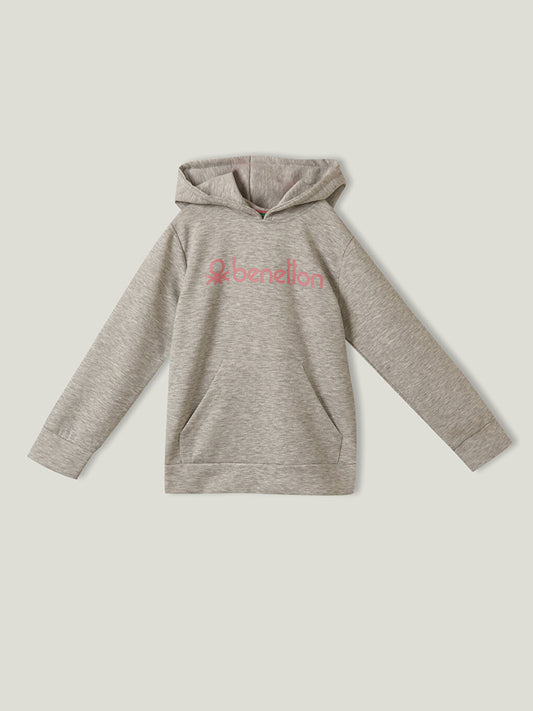 Hooded Printed Long Sleeve Girl's Sweatshirt