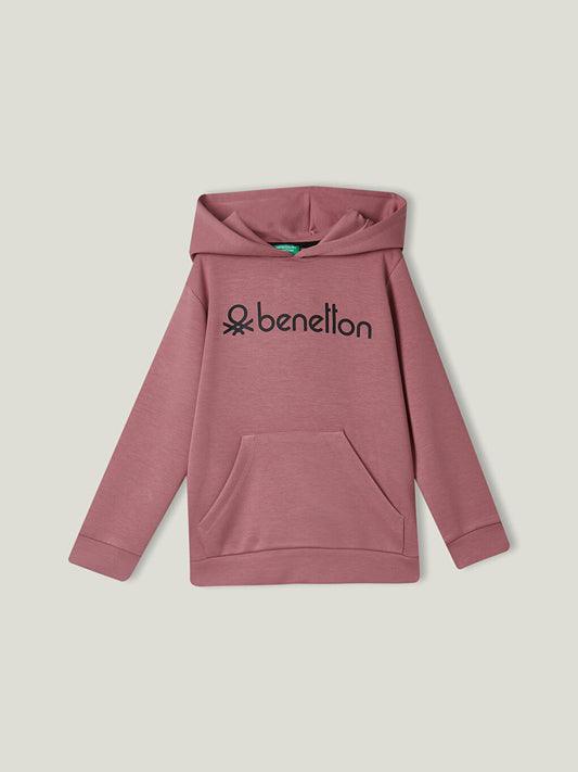 Hooded Printed Long Sleeve Girl's Sweatshirt