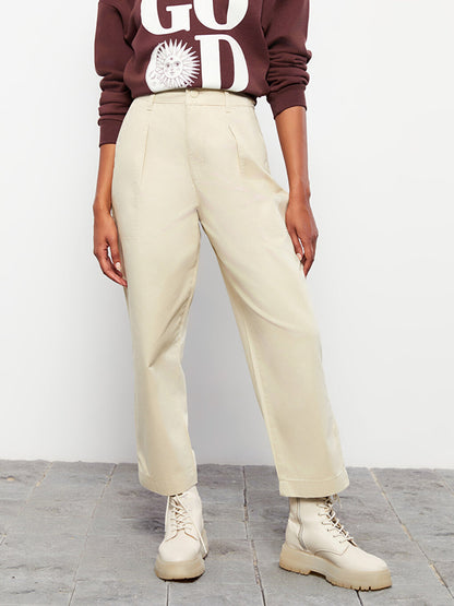 Comfortable Fit Straight Gabardine Women's Trousers