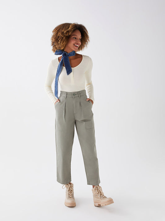 Comfortable Fit Straight Gabardine Women's Trousers