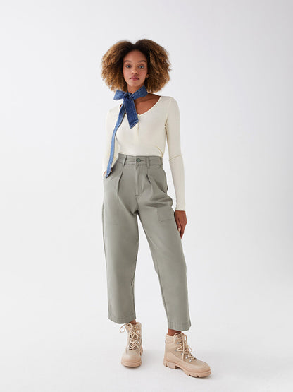 Comfortable Fit Straight Gabardine Women's Trousers