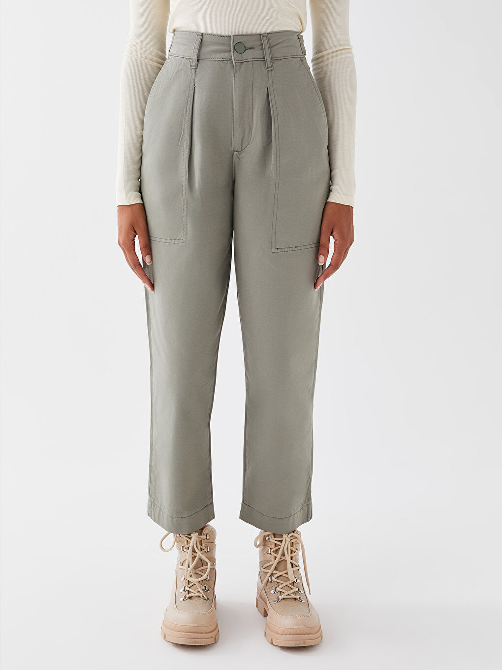 Comfortable Fit Straight Gabardine Women's Trousers