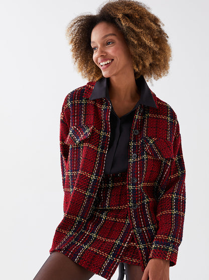 Front Button Closure Plaid Long Sleeve Women's Shirt