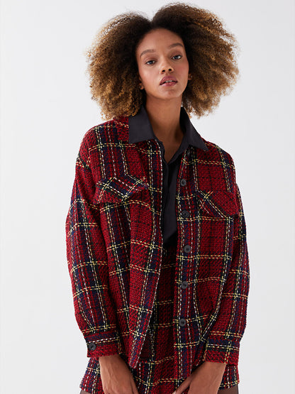 Front Button Closure Plaid Long Sleeve Women's Shirt