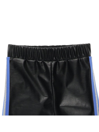 Leather Look Girls' Leggings with Elastic Waist