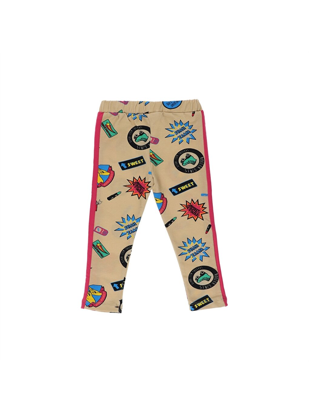 Printed Cotton Girls' Tights with Elastic Waist