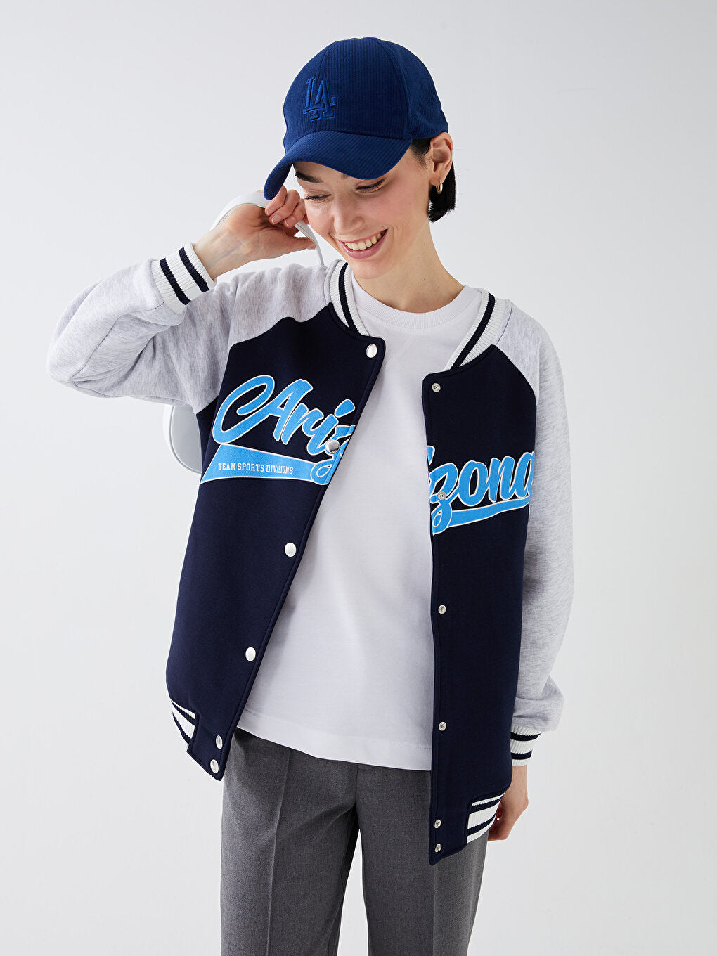 Printed Long Sleeve Oversize Women's College Jacket