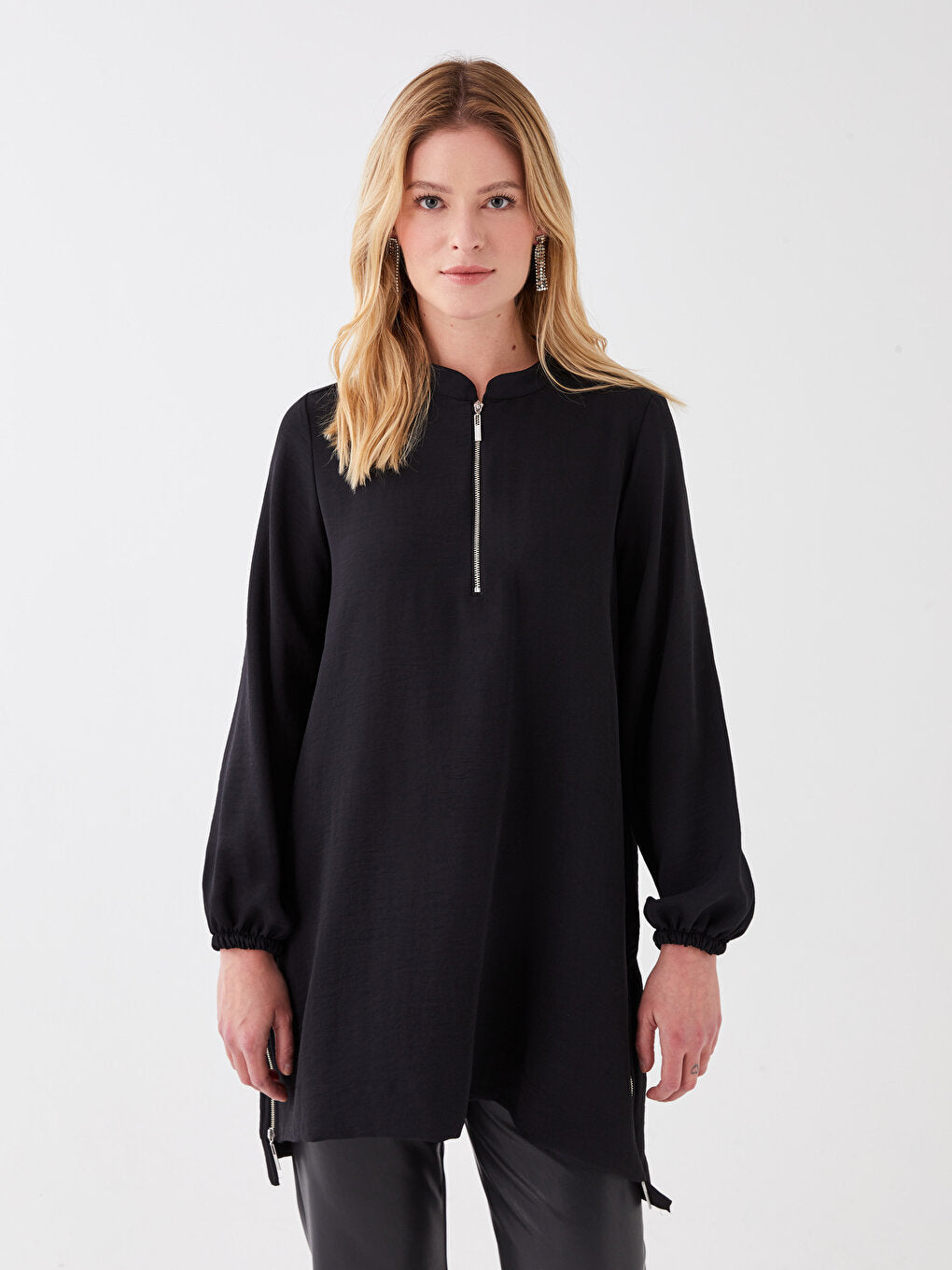 Magnificent Collar Plain Long Sleeve Women's Tunic