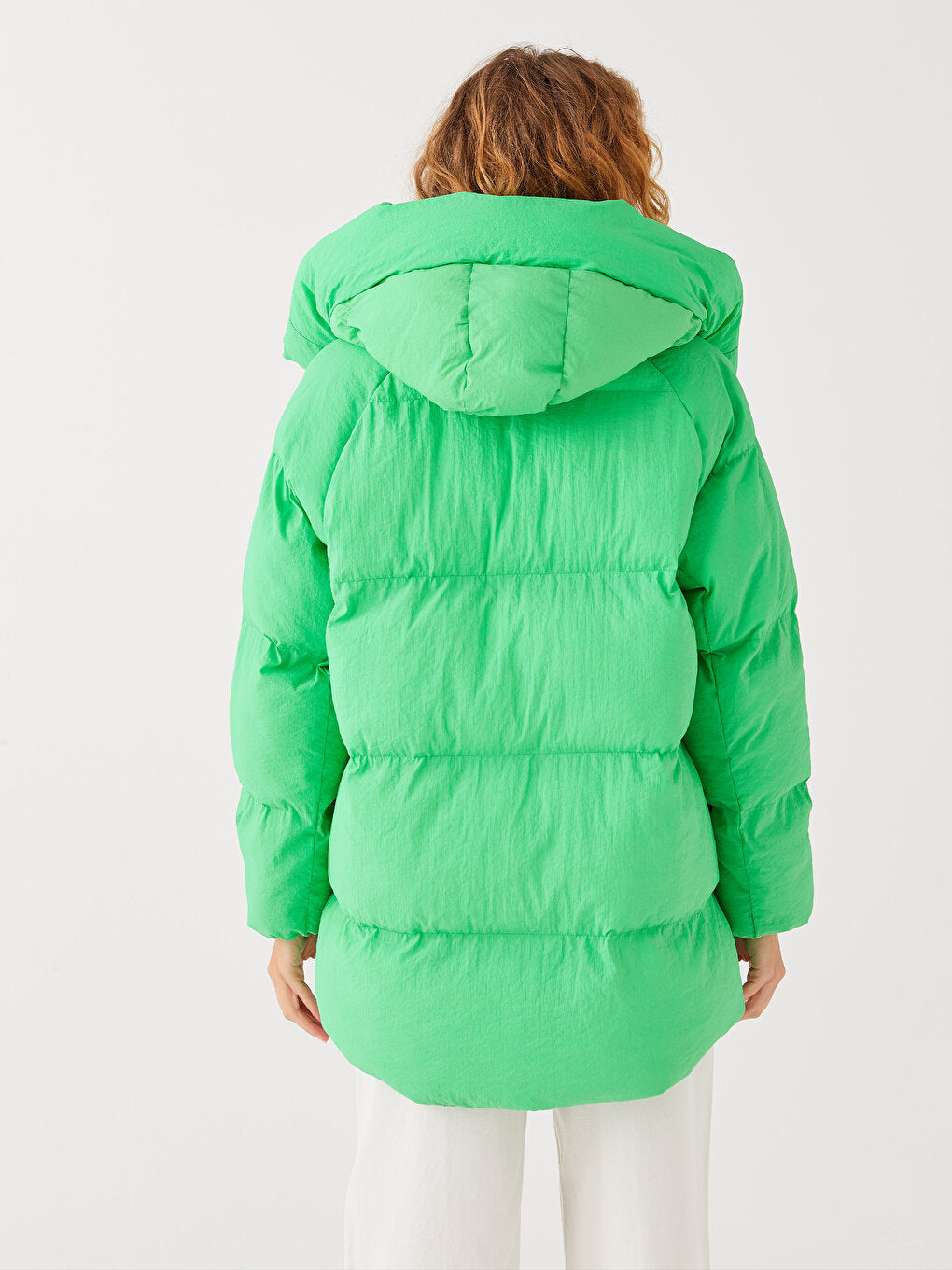 Hooded Plain Long Sleeve Oversize Women's Puffer Coat