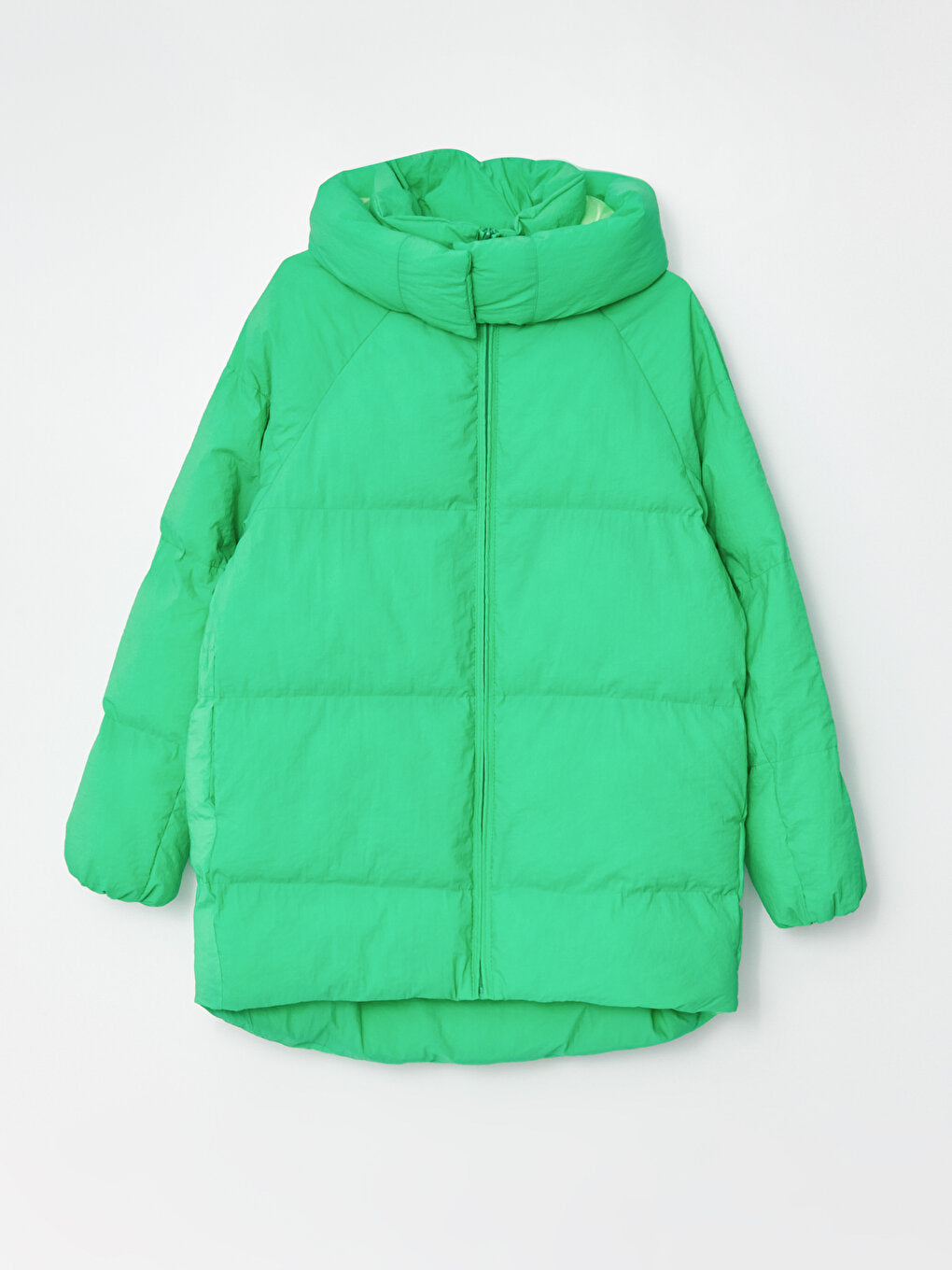 Hooded Plain Long Sleeve Oversize Women's Puffer Coat