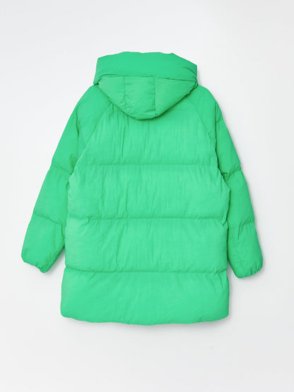 Hooded Plain Long Sleeve Oversize Women's Puffer Coat