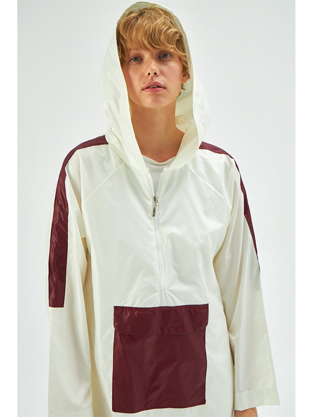 Hooded Color Block Women's Raincoat