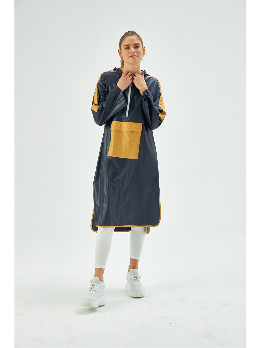 Hooded Color Block Women's Raincoat