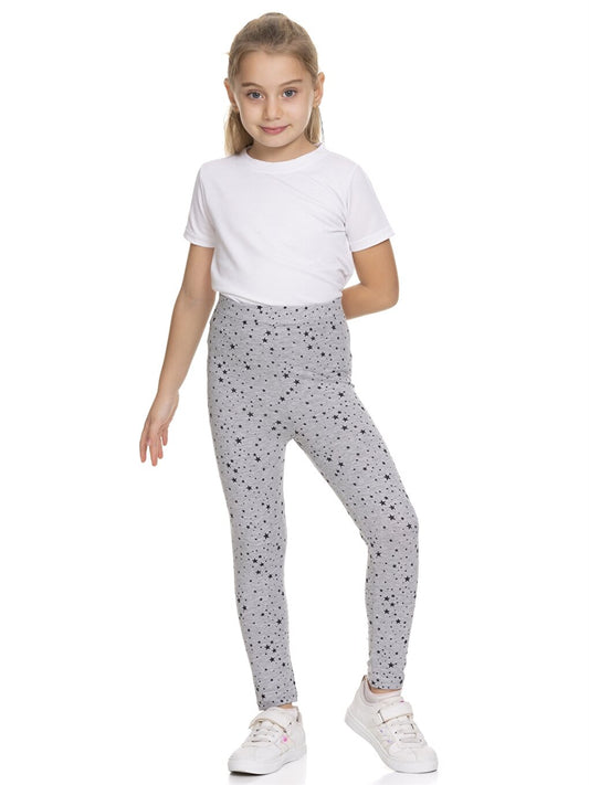 Printed Cotton Girls' Tights with Elastic Waist