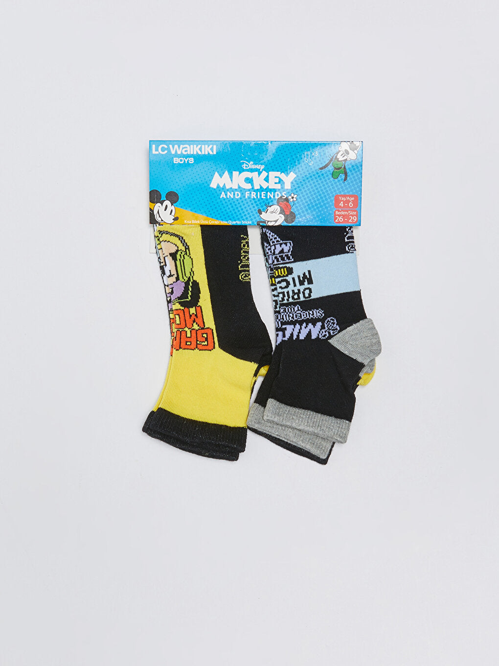 Mickey Mouse Patterned Boy Socks 3-pack