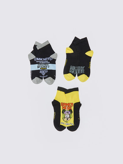 Mickey Mouse Patterned Boy Socks 3-pack