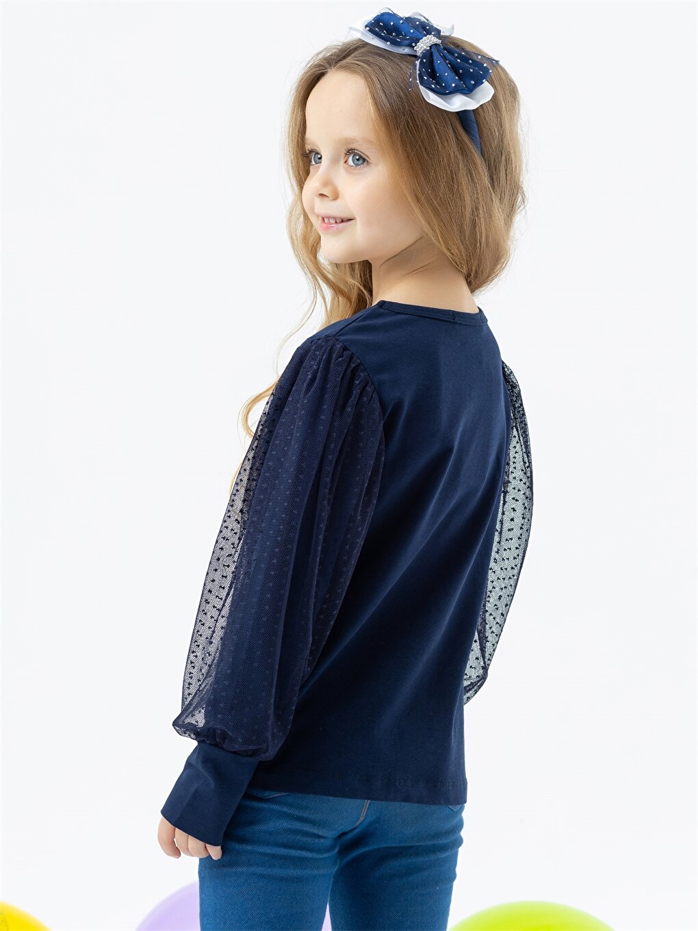 Crew Neck Long Sleeve Girl's Blouse