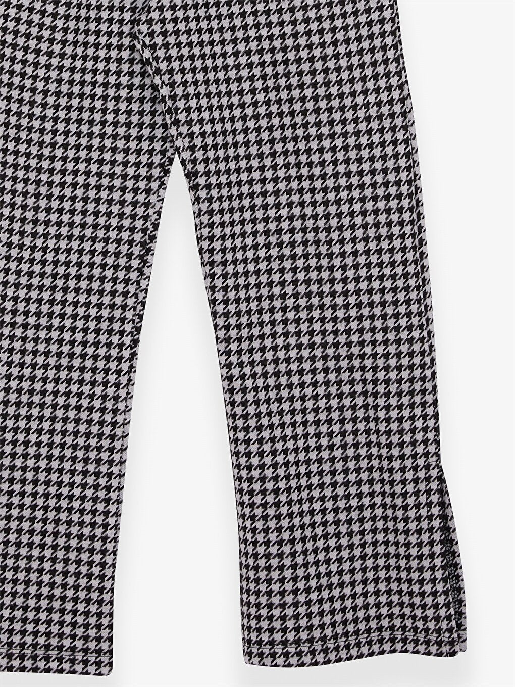 Houndstooth Patterned Girls' Trousers with Elastic Waist