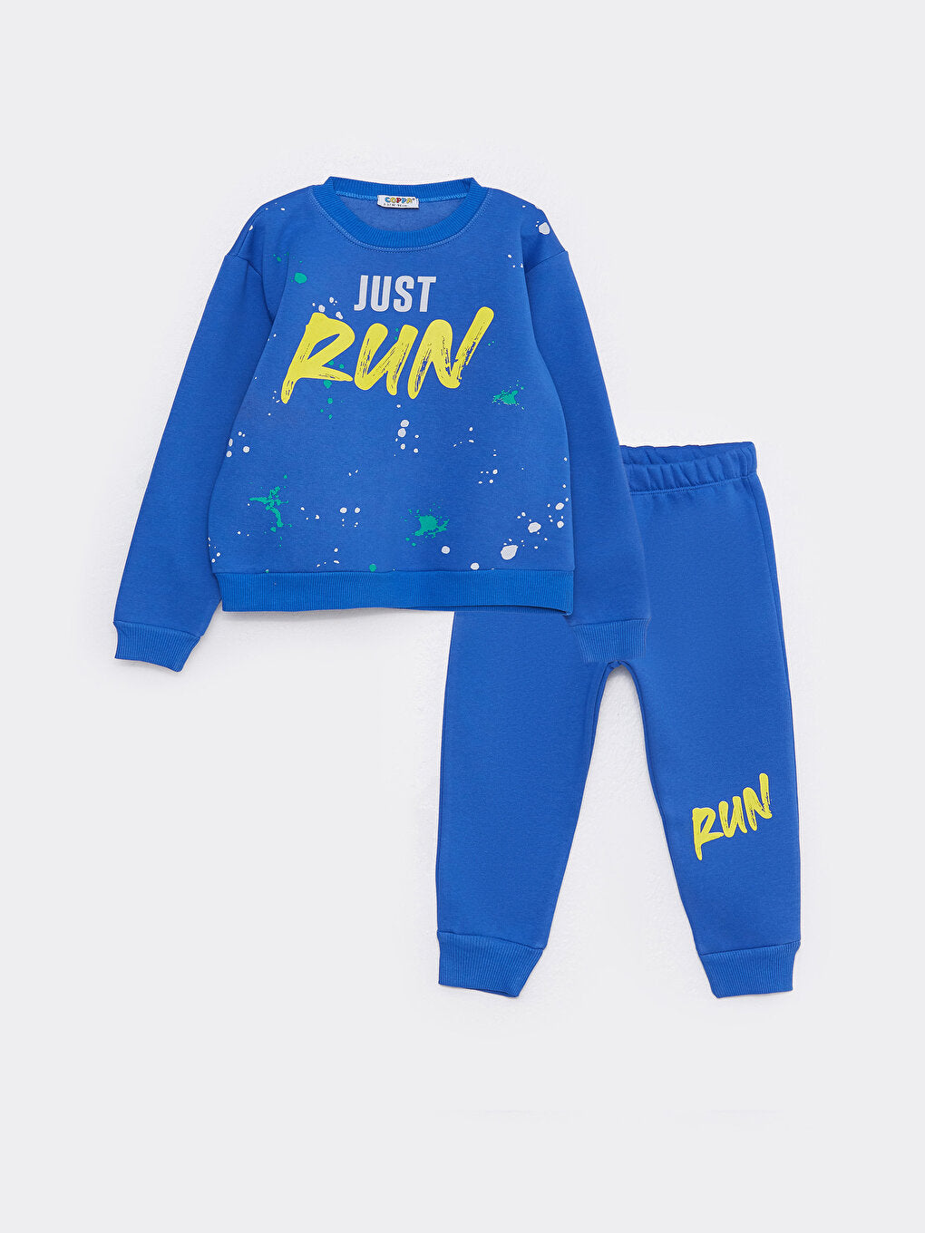 Crew Neck Long Sleeve Printed Baby Boy Sweatshirt and Tracksuit Bottom 2-Piece Set